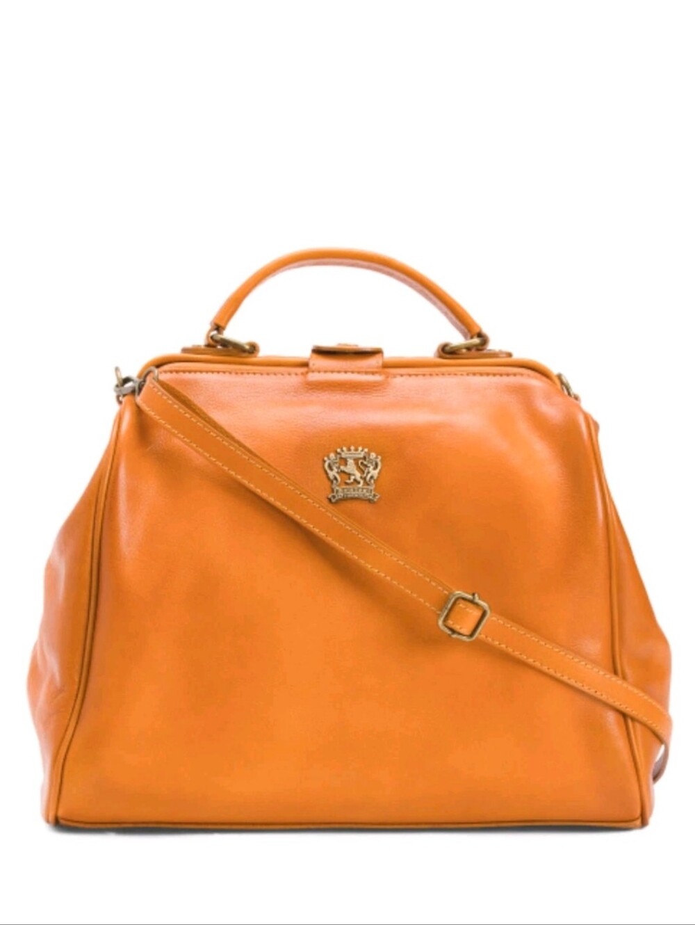 Pratesi Firenzi  Kiss Lock Closure  Satchel Doctor Bag In Cognac